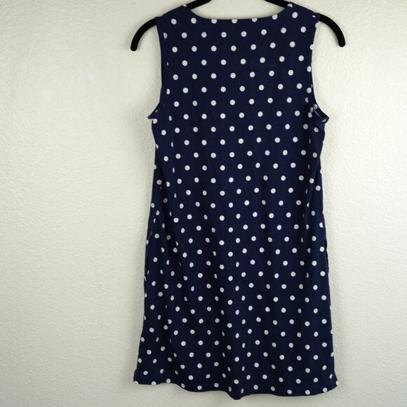 Lands’ End Navy Polka Dot Sleeveless Shift Dress Size XS - Picture 3 of 9